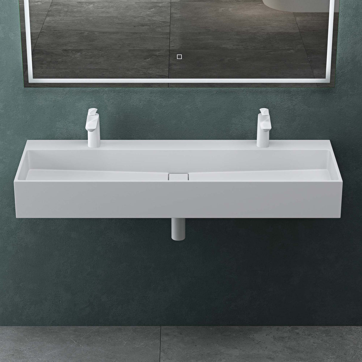 Lavabo à poser Glasvilla, lavabo suspendu en matériau minéral moulé avec trou de robinetterie Col6028