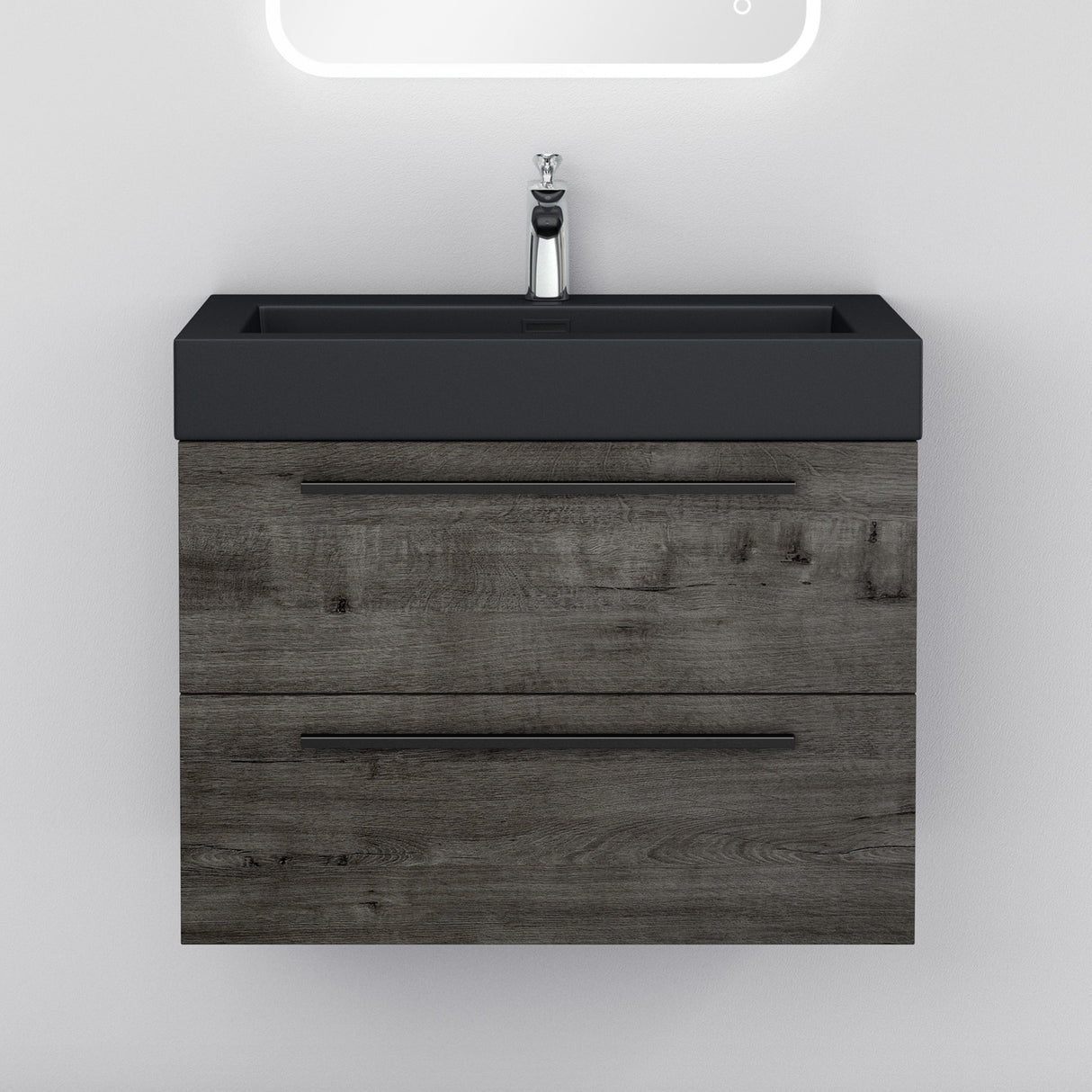 conjunto de muebles de baño glasvilla mueble de lavabo con mueble inferior incl. lavabo de mineral en antracita Quadratto