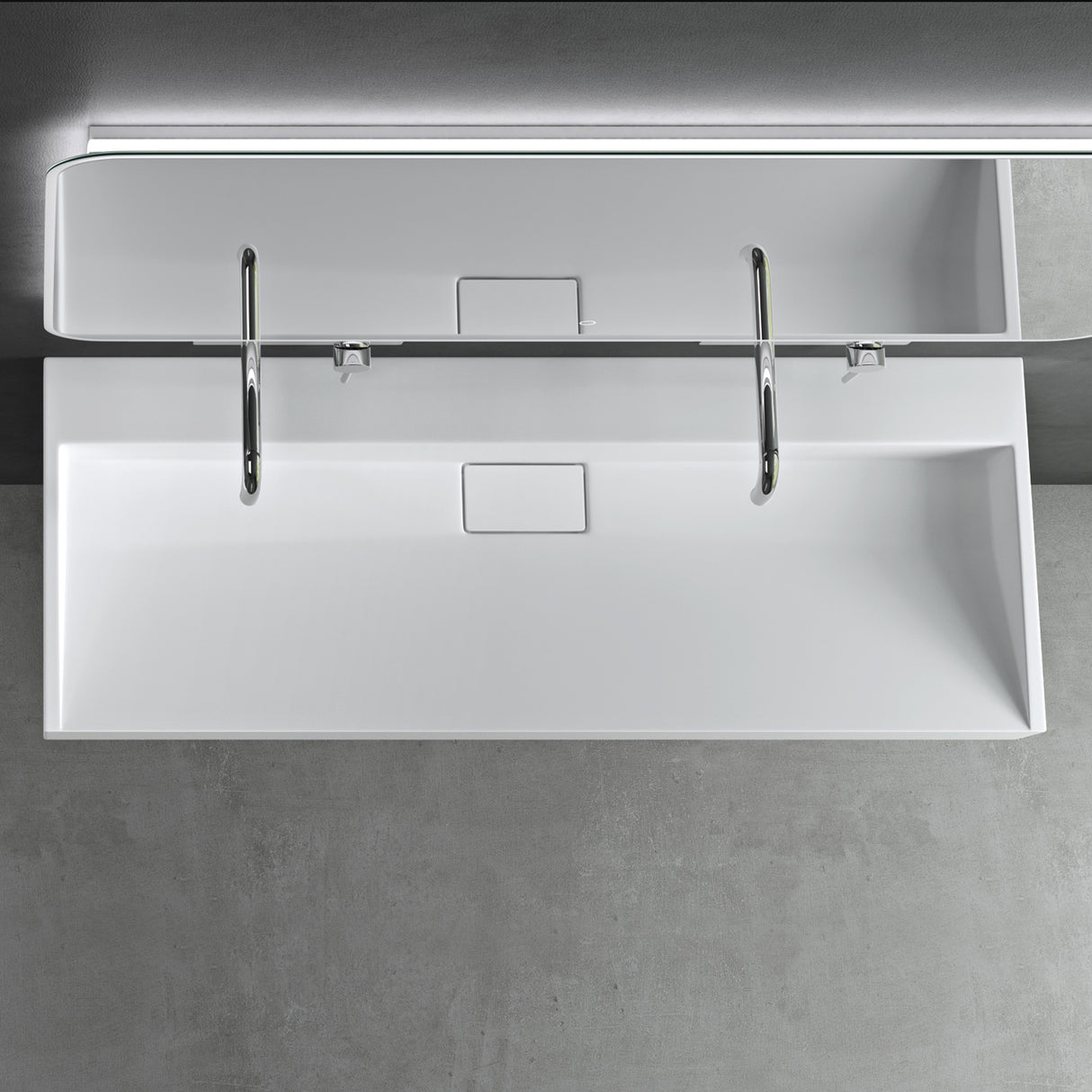 glasvilla Waschbecken Aufsatzwaschbecken Hängewaschbecken Hängewaschtisch inkl. Ablaufgarnitur Mineralguss Rechteckig Waschplatz col19