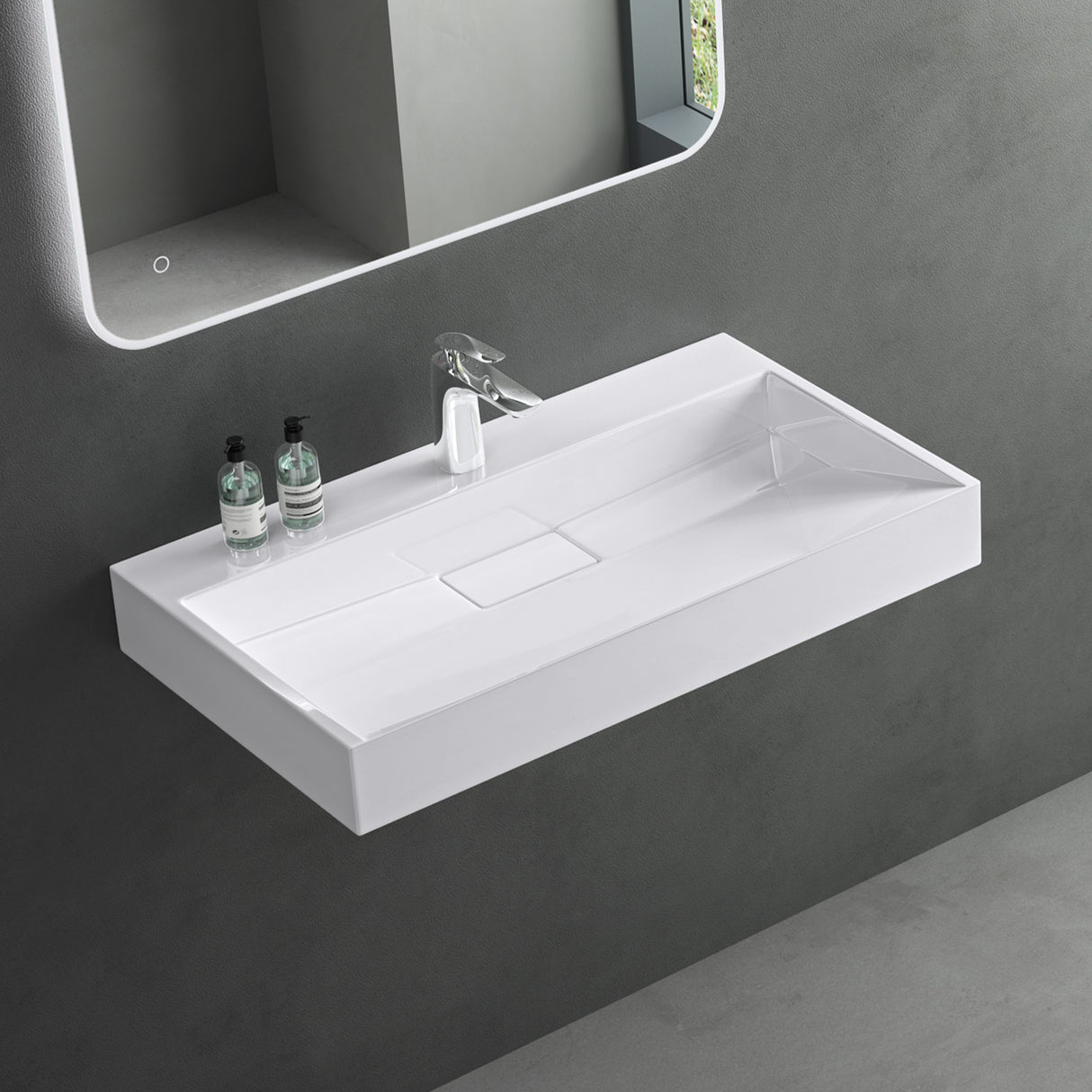 Lavabo Glasvilla Col19 Mineralguss moderno con válvula incluida