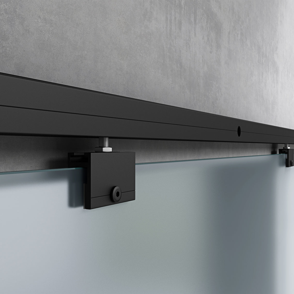 glasvilla Glasschiebetür komplettset, Griffart: Stangengriff, 25 mm Wandabstand, 8mm ESG-Sicherheitsglas Amalfi Schwarz