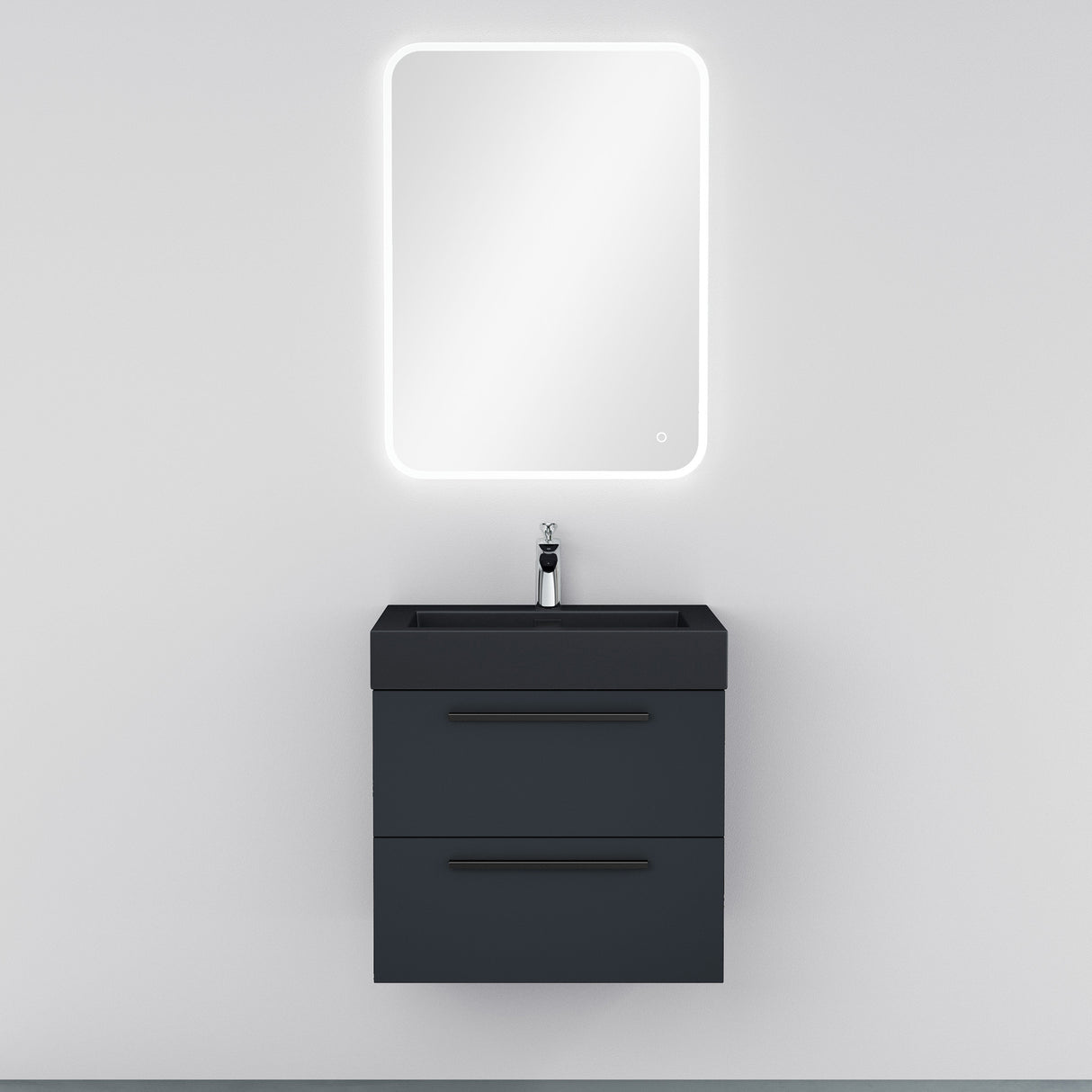 conjunto de muebles de baño glasvilla mueble de lavabo con mueble inferior incl. lavabo de mineral en antracita Quadratto