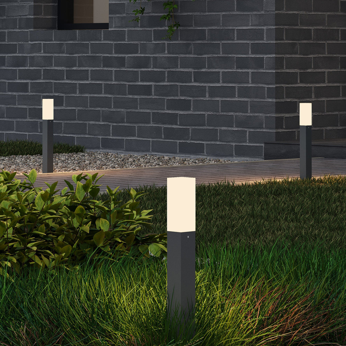 éclairage extérieur glasvilla IP65 éclairage de chemin extérieur | Borne lumineuse pour jardin, lampadaire 3000K, lampe de jardin | Lampadaire d'extérieur 3W Deus Lumina