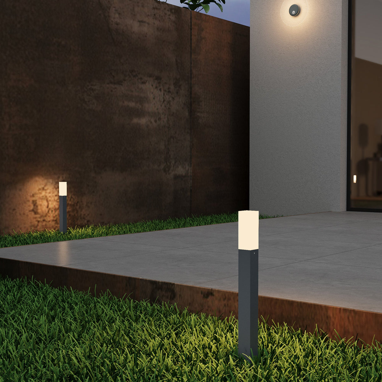 éclairage extérieur glasvilla IP65 éclairage de chemin extérieur | Borne lumineuse pour jardin, lampadaire 3000K, lampe de jardin | Lampadaire d'extérieur 3W Deus Lumina