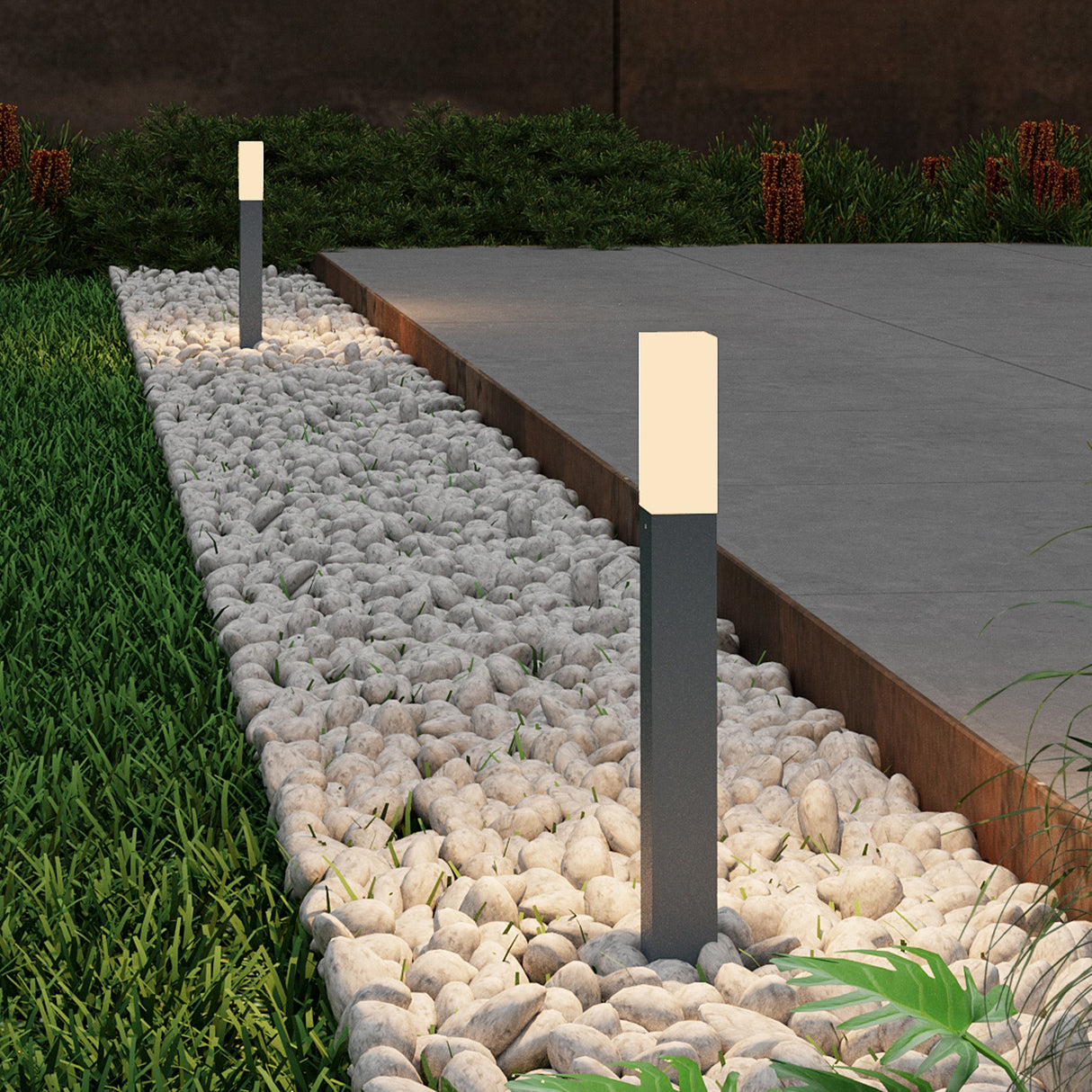éclairage extérieur glasvilla IP65 éclairage de chemin extérieur | Borne lumineuse pour jardin, lampadaire 3000K, lampe de jardin | Lampadaire d'extérieur 3W Deus Lumina