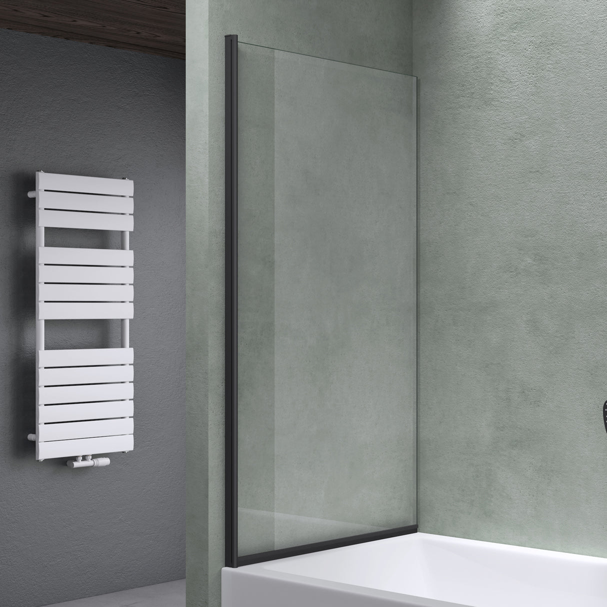 glasvilla Parete Vasca da Bagno Doccia 80x140cm, Parete Sopravasca Doccia in Vetro di Sicurezza Apertura 180° con Nano Rivestimenti e Guarnizione Cortona201