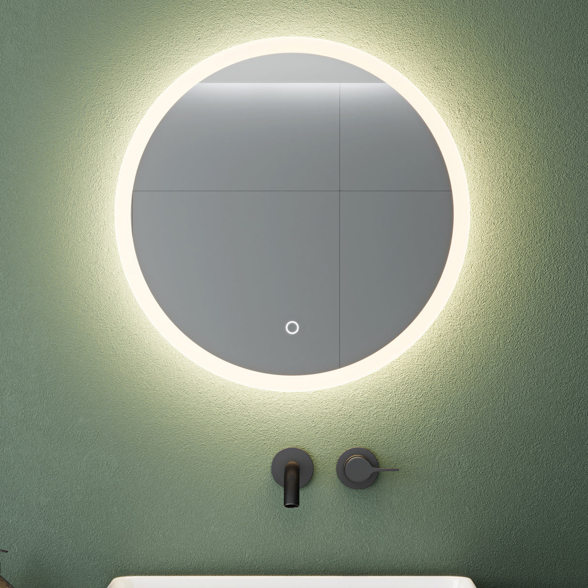 glasvilla Miroir Mural de Salle de Bain Miroir Lumineux Rond à LED Miroir de Salle de Bain à LED avec Interrupteur Tactile Couche Antibuée LED-Spiegel 05