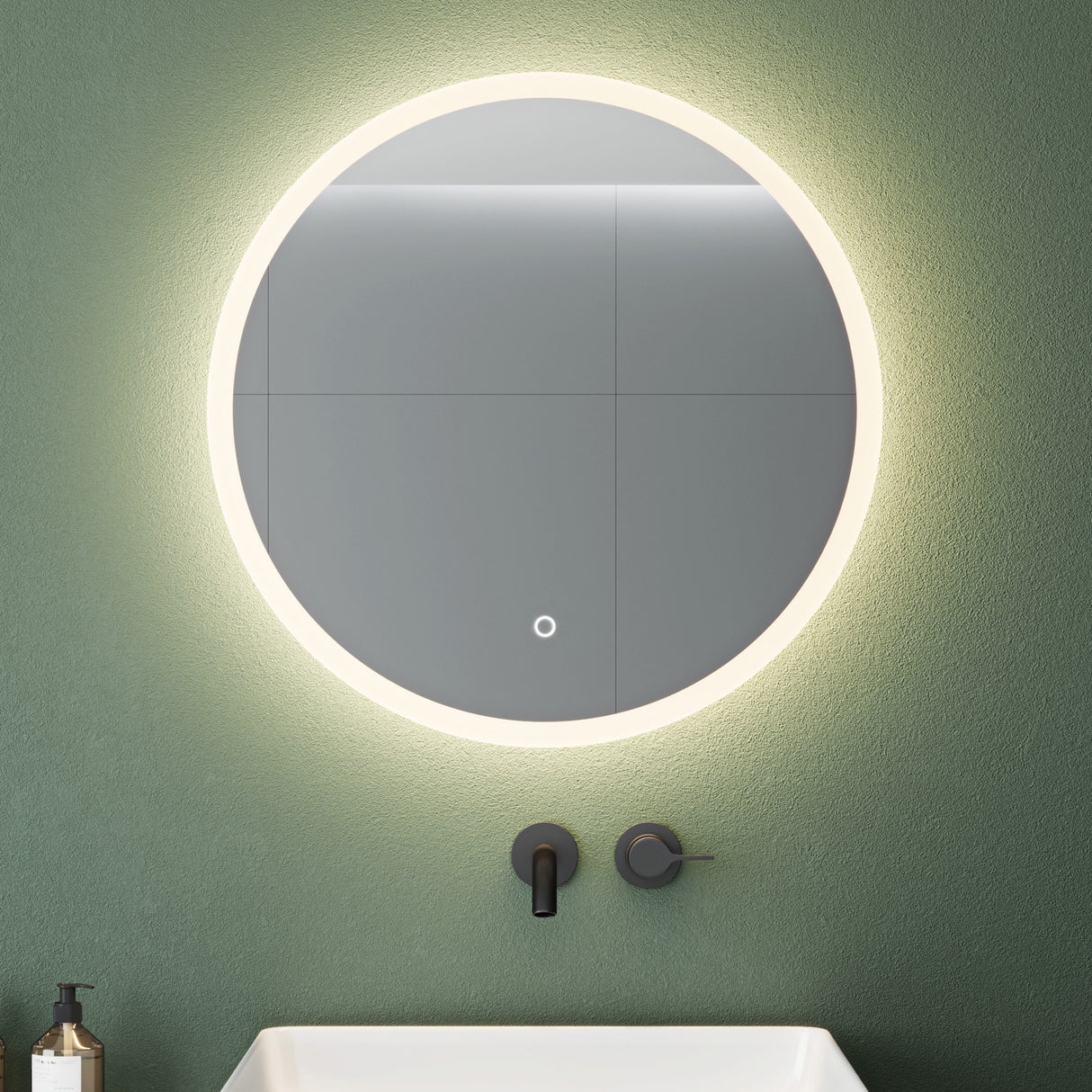 glasvilla Miroir Mural de Salle de Bain Miroir Lumineux Rond à LED Miroir de Salle de Bain à LED avec Interrupteur Tactile Couche Antibuée LED-Spiegel 05