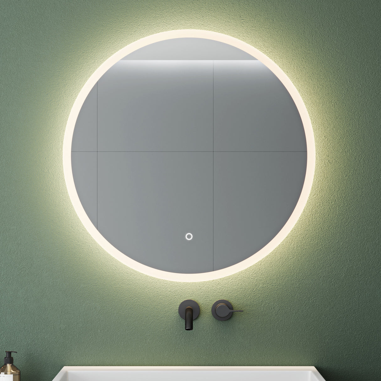 glasvilla Miroir Mural de Salle de Bain Miroir Lumineux Rond à LED Miroir de Salle de Bain à LED avec Interrupteur Tactile Couche Antibuée LED-Spiegel 05