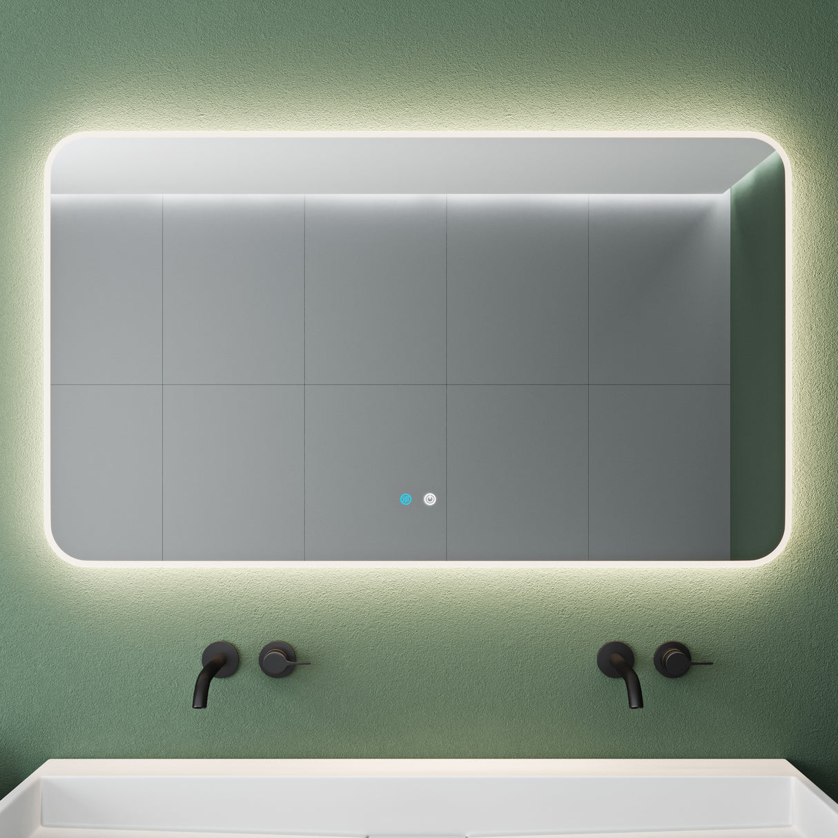 glasvilla Specchio da Bagno Appeso Specchio a LED con Interruttore Touch Specchio da Parete per Il Trucco Anti-Appannamento