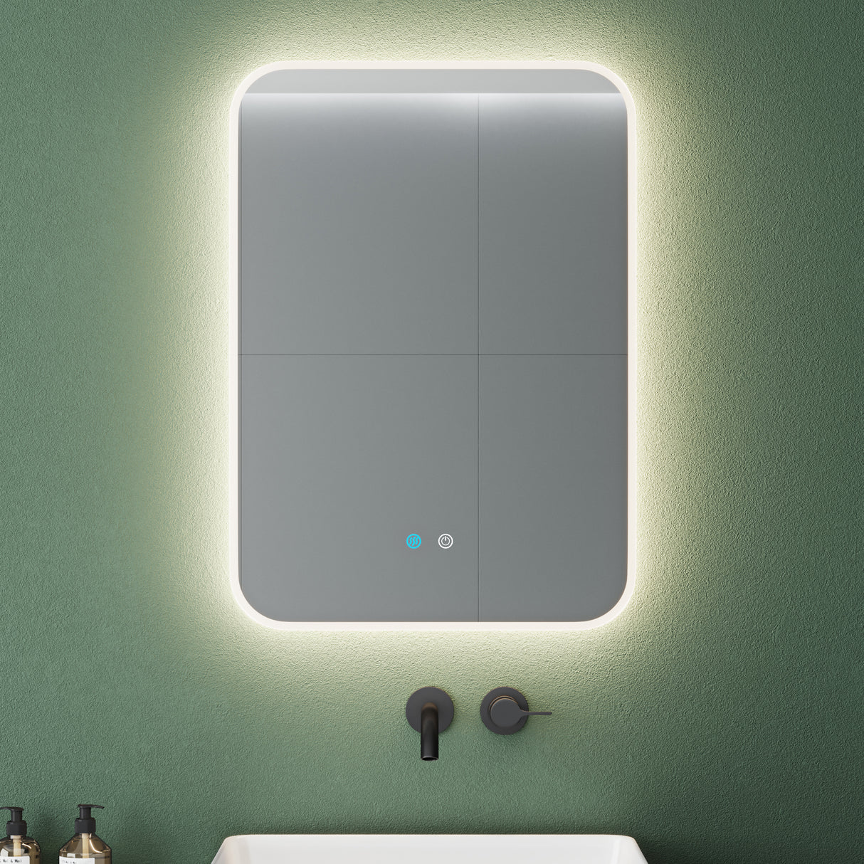 glasvilla Specchio da Bagno Appeso Specchio a LED con Interruttore Touch Specchio da Parete per Il Trucco Anti-Appannamento