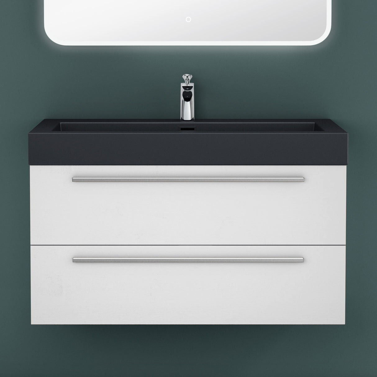 conjunto de muebles de baño glasvilla mueble de lavabo con mueble inferior incl. lavabo de mineral en antracita Quadratto