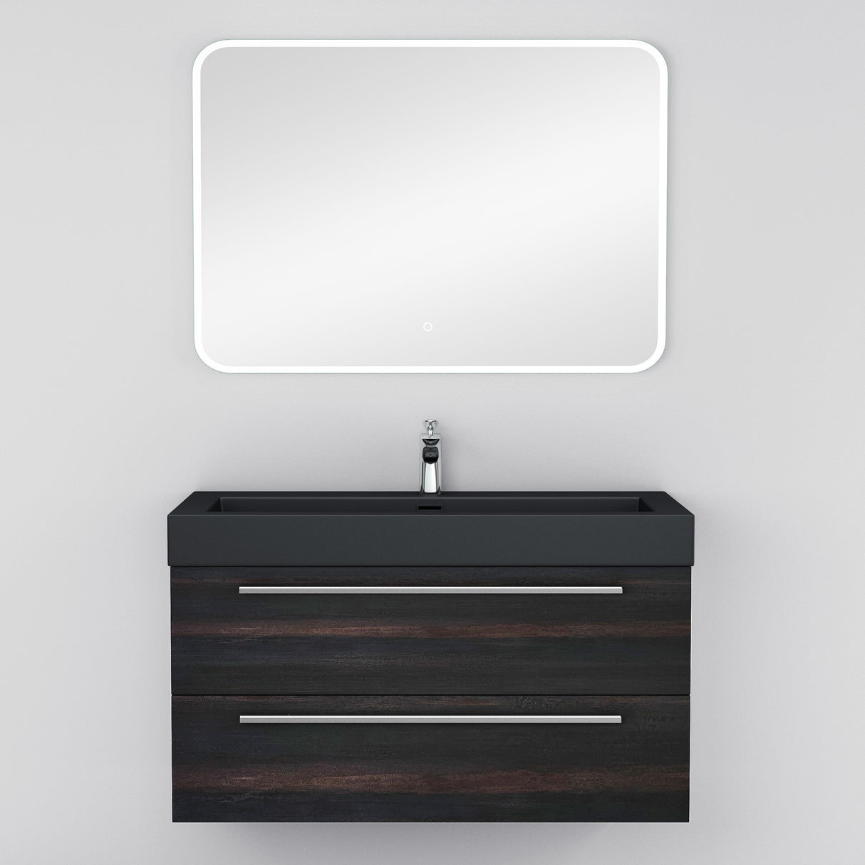 conjunto de muebles de baño glasvilla mueble de lavabo con mueble inferior incl. lavabo de mineral en antracita Quadratto