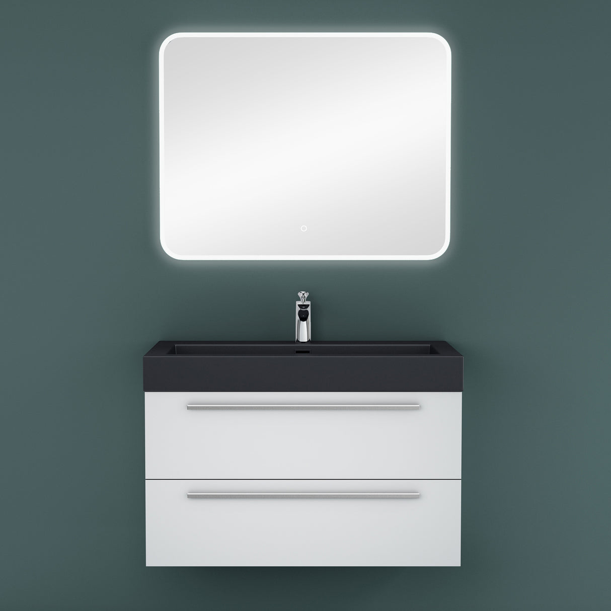 conjunto de muebles de baño glasvilla mueble de lavabo con mueble inferior incl. lavabo de mineral en antracita Quadratto