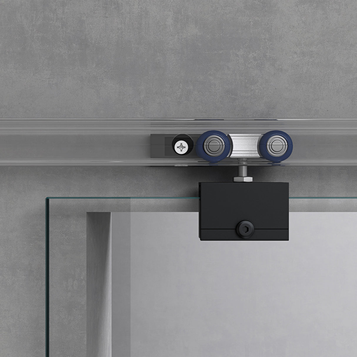 glasvilla Glasschiebetür komplettset, Griffart: Stangengriff, 15 mm Wandabstand, inkl. Soft-Close, 8mm ESG-Sicherheitsglas Amalfi Schwarz