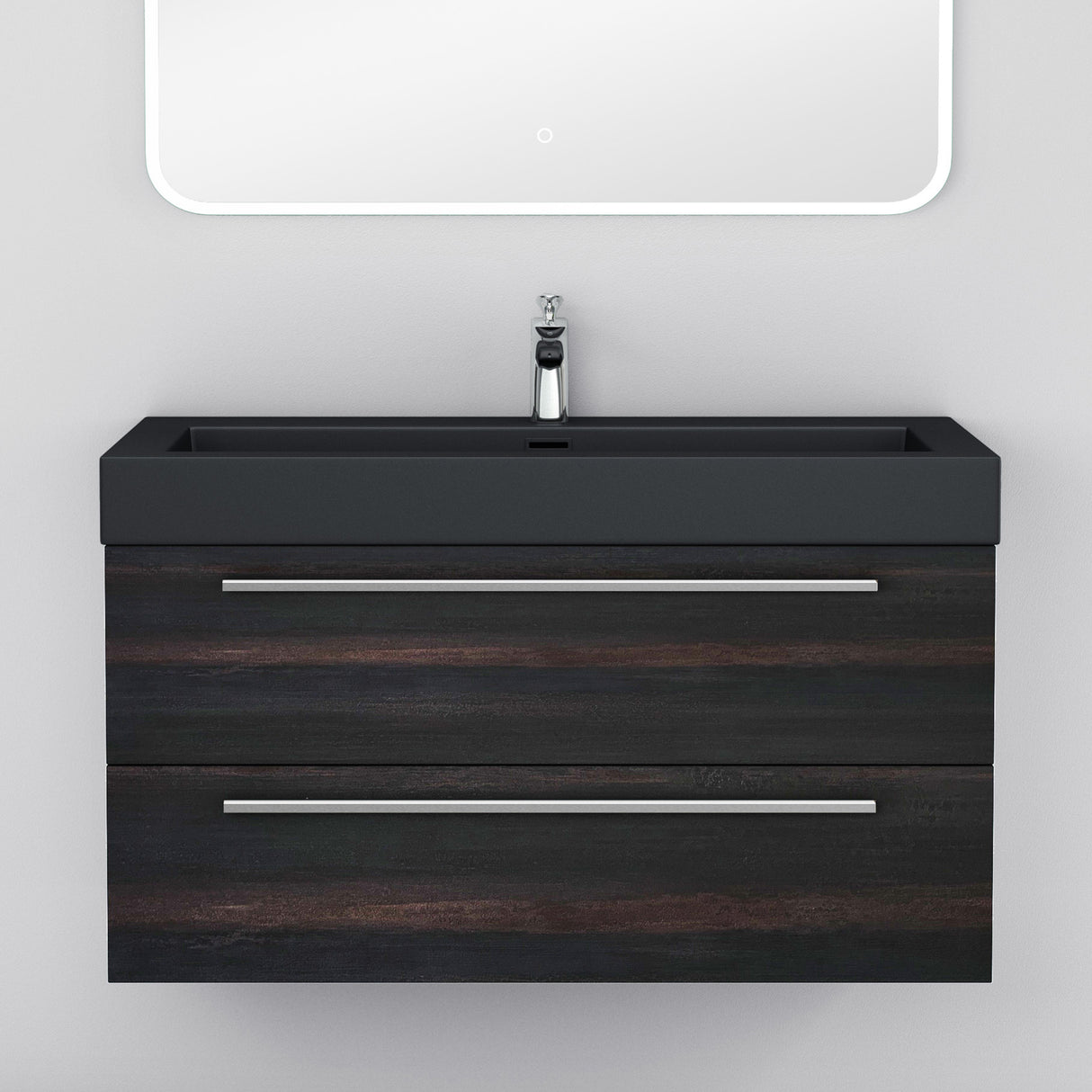 conjunto de muebles de baño glasvilla mueble de lavabo con mueble inferior incl. lavabo de mineral en antracita Quadratto