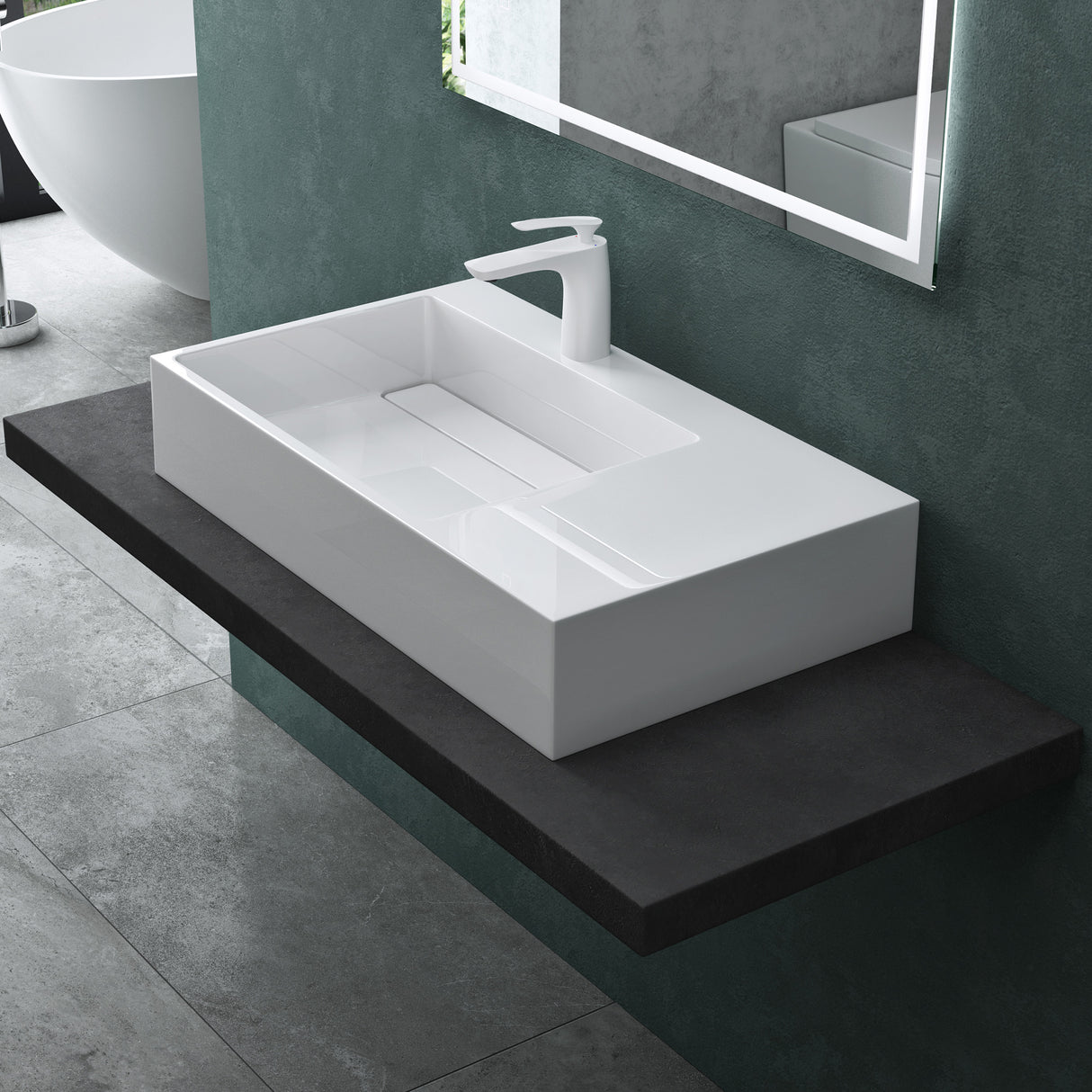 glasvilla Waschbecken Aufsatzwaschbecken Hängewaschbecken aus Mineralguss Col12