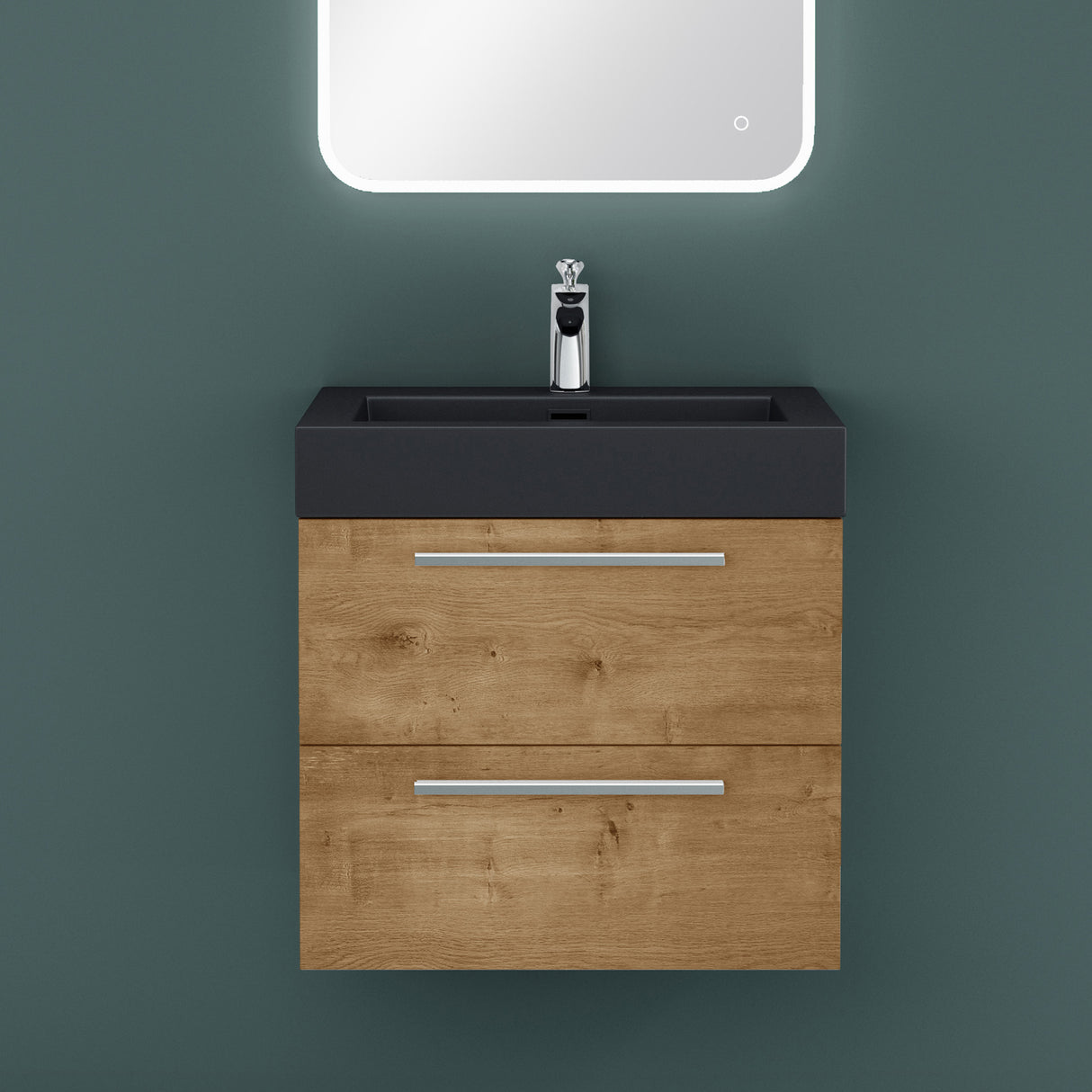 conjunto de muebles de baño glasvilla mueble de lavabo con mueble inferior incl. lavabo de mineral en antracita Quadratto