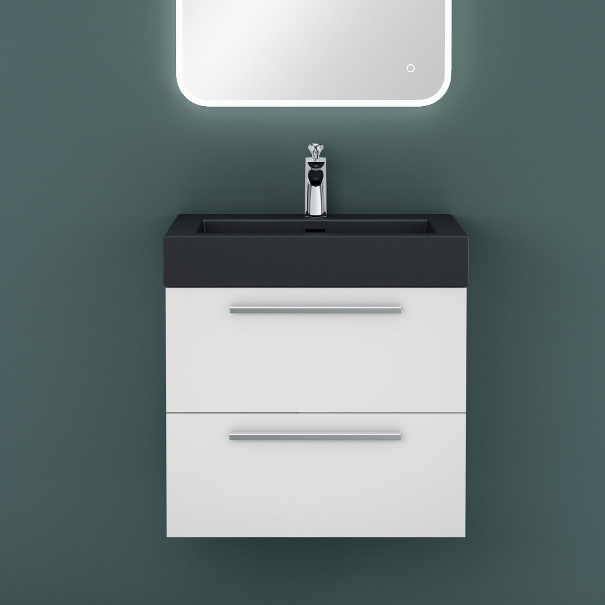 conjunto de muebles de baño glasvilla mueble de lavabo con mueble inferior incl. lavabo de mineral en antracita Quadratto