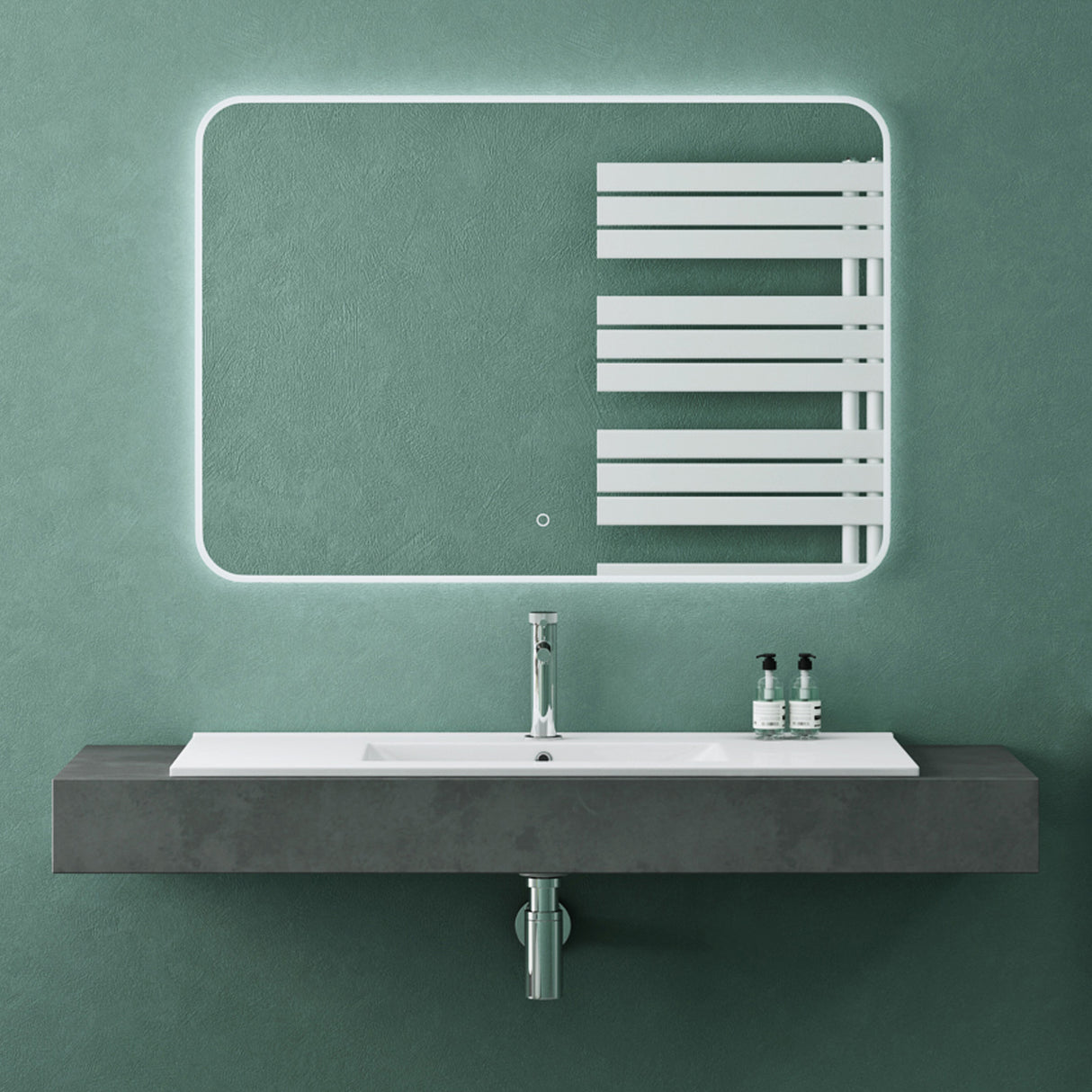 Vasque à encastrer Glasvilla, meuble sous-vasque blanc brillant en céramique avec revêtement nano rectangulaire, Brüssel911