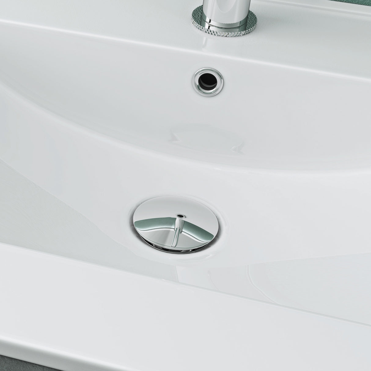 Vasque à encastrer Glasvilla, meuble sous-vasque blanc brillant en céramique avec revêtement nano rectangulaire, Brüssel911