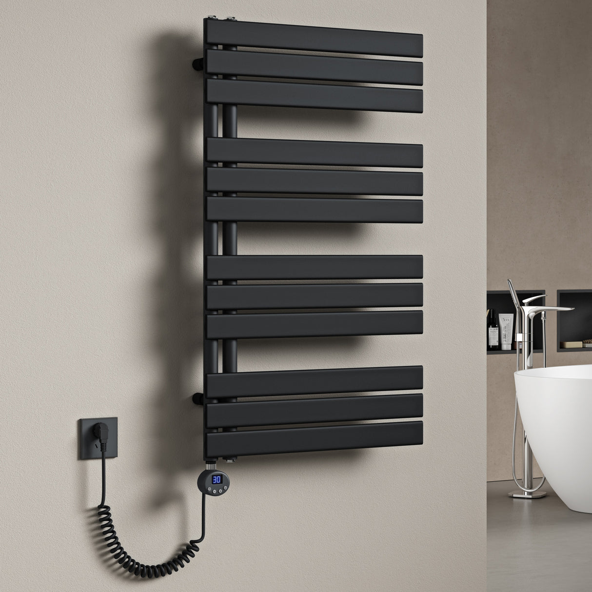 radiateur de salle de bain glasvilla branchement latéral électrique radiateur sèche-serviettes sèche-serviettes chauffage de salle de bain FN avec résistance 02