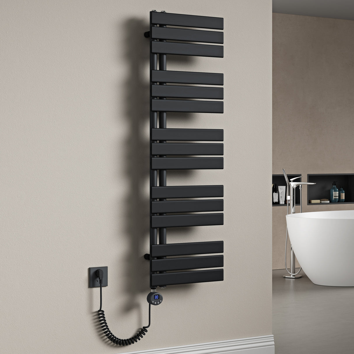 radiateur de salle de bain glasvilla branchement latéral électrique radiateur sèche-serviettes sèche-serviettes chauffage de salle de bain FN avec résistance 02
