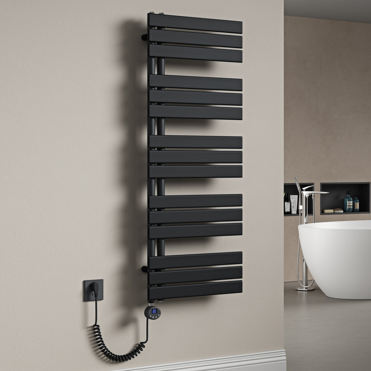 radiateur de salle de bain glasvilla branchement latéral électrique radiateur sèche-serviettes sèche-serviettes chauffage de salle de bain FN avec résistance 02
