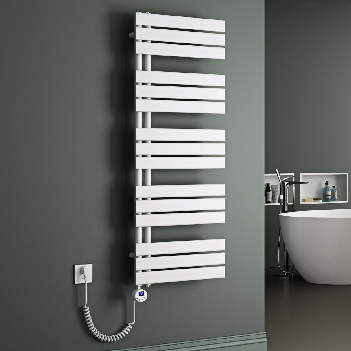 radiateur de salle de bain glasvilla branchement latéral électrique radiateur sèche-serviettes sèche-serviettes chauffage de salle de bain FN avec résistance 02