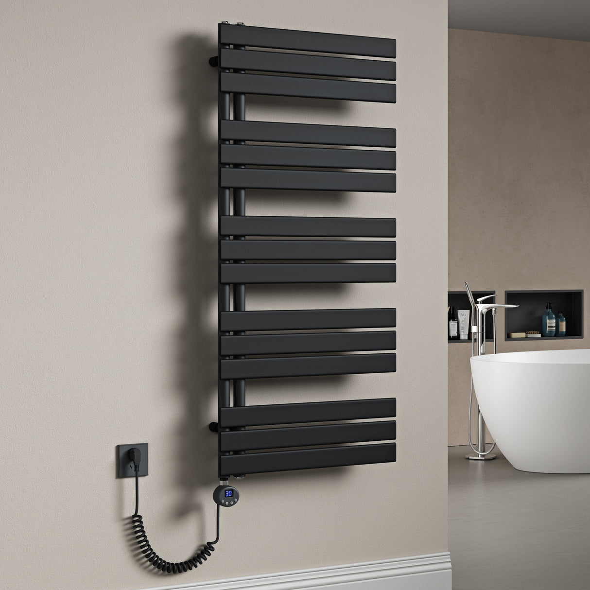 radiateur de salle de bain glasvilla branchement latéral électrique radiateur sèche-serviettes sèche-serviettes chauffage de salle de bain FN avec résistance 02