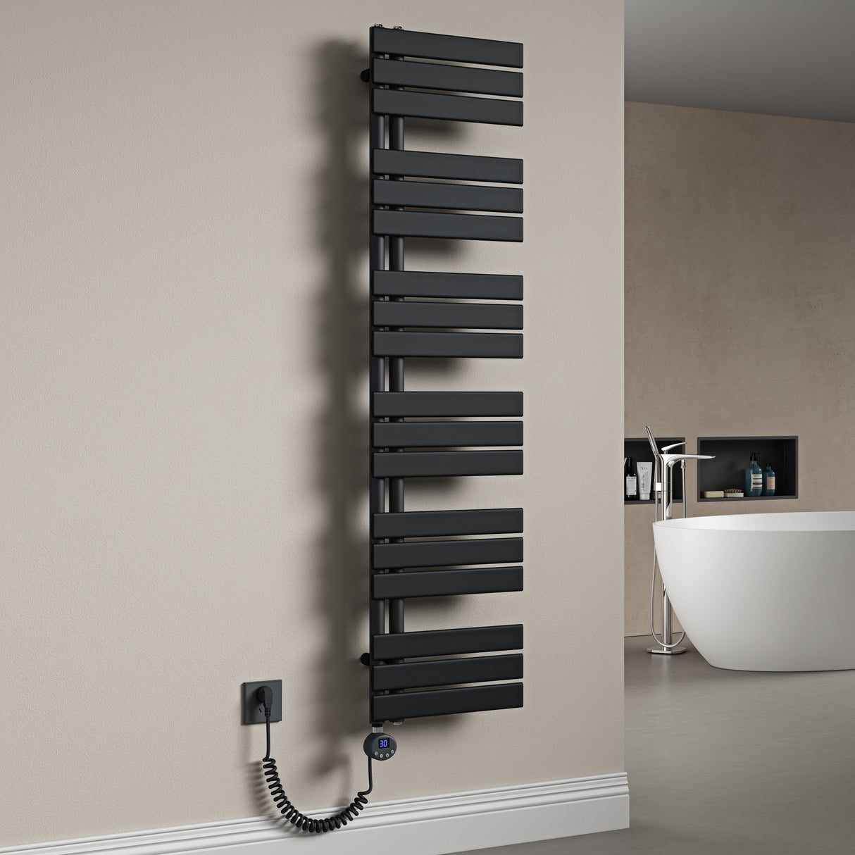 radiateur de salle de bain glasvilla branchement latéral électrique radiateur sèche-serviettes sèche-serviettes chauffage de salle de bain FN avec résistance 02