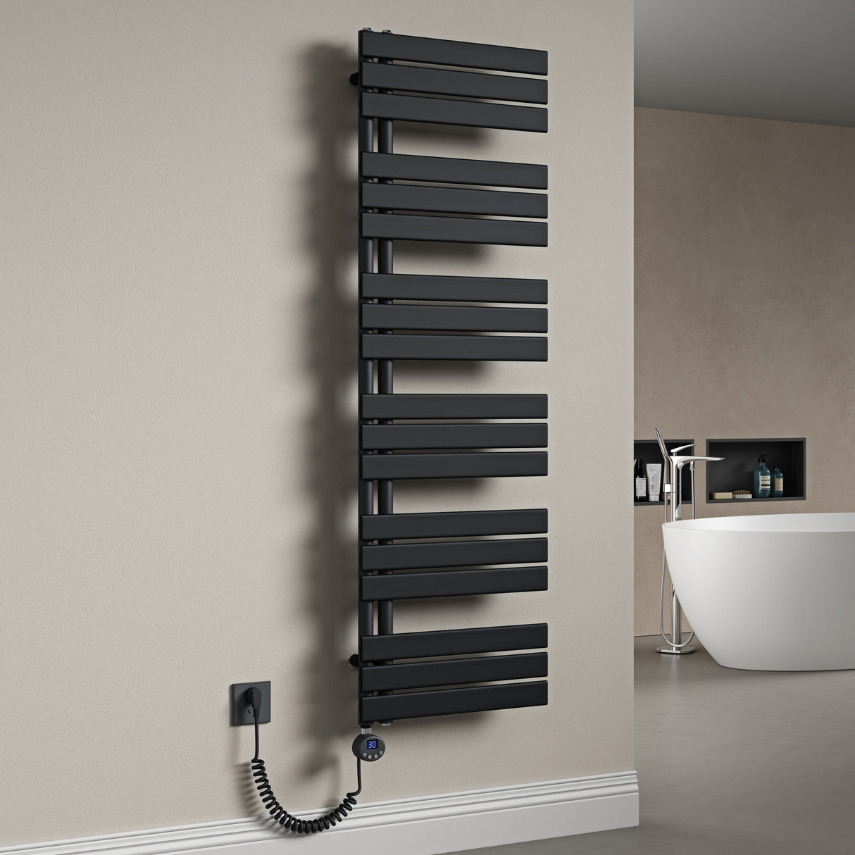 radiateur de salle de bain glasvilla branchement latéral électrique radiateur sèche-serviettes sèche-serviettes chauffage de salle de bain FN avec résistance 02