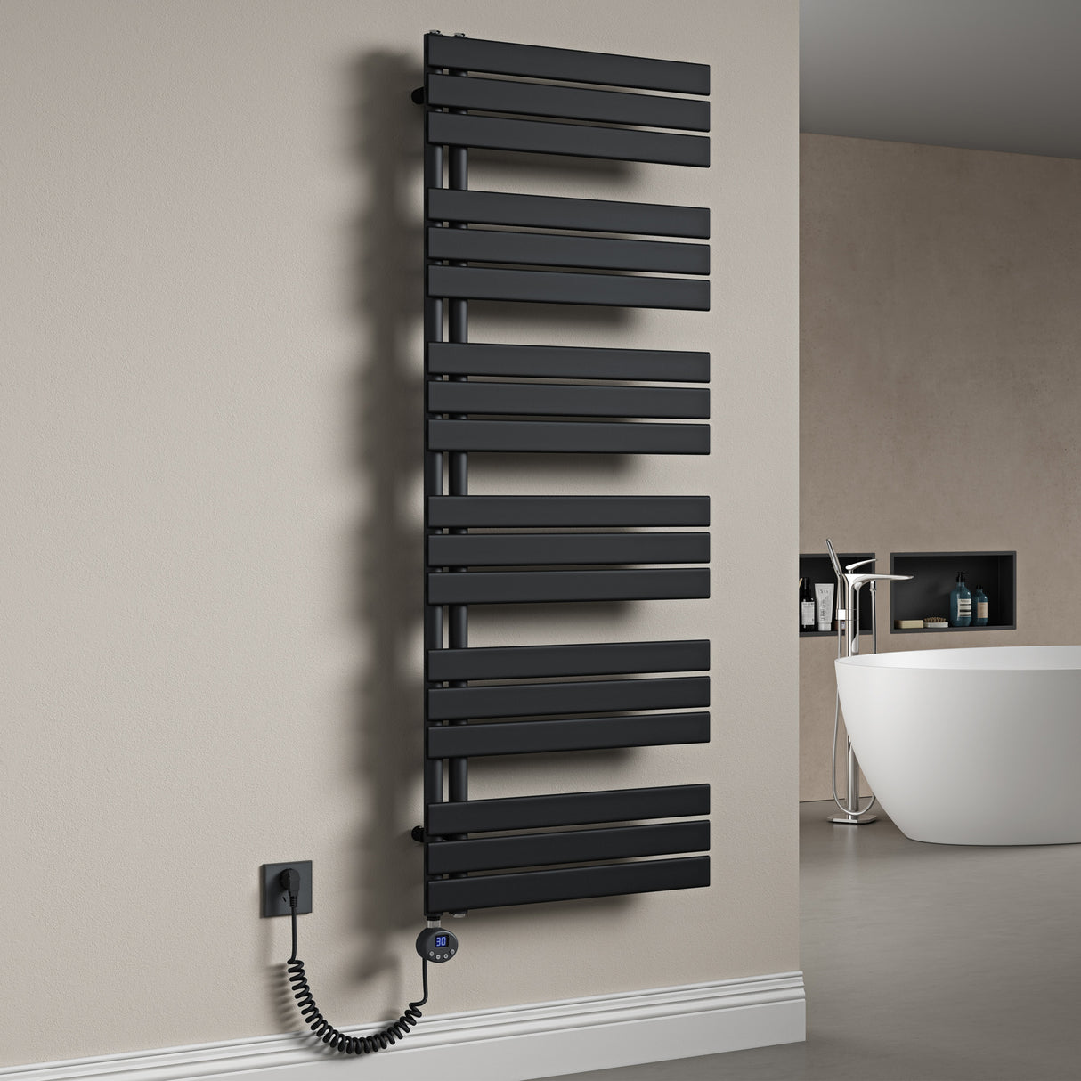 radiateur de salle de bain glasvilla branchement latéral électrique radiateur sèche-serviettes sèche-serviettes chauffage de salle de bain FN avec résistance 02