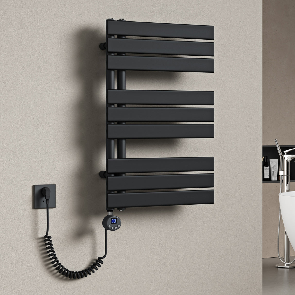 radiateur de salle de bain glasvilla branchement latéral électrique radiateur sèche-serviettes sèche-serviettes chauffage de salle de bain FN avec résistance 02