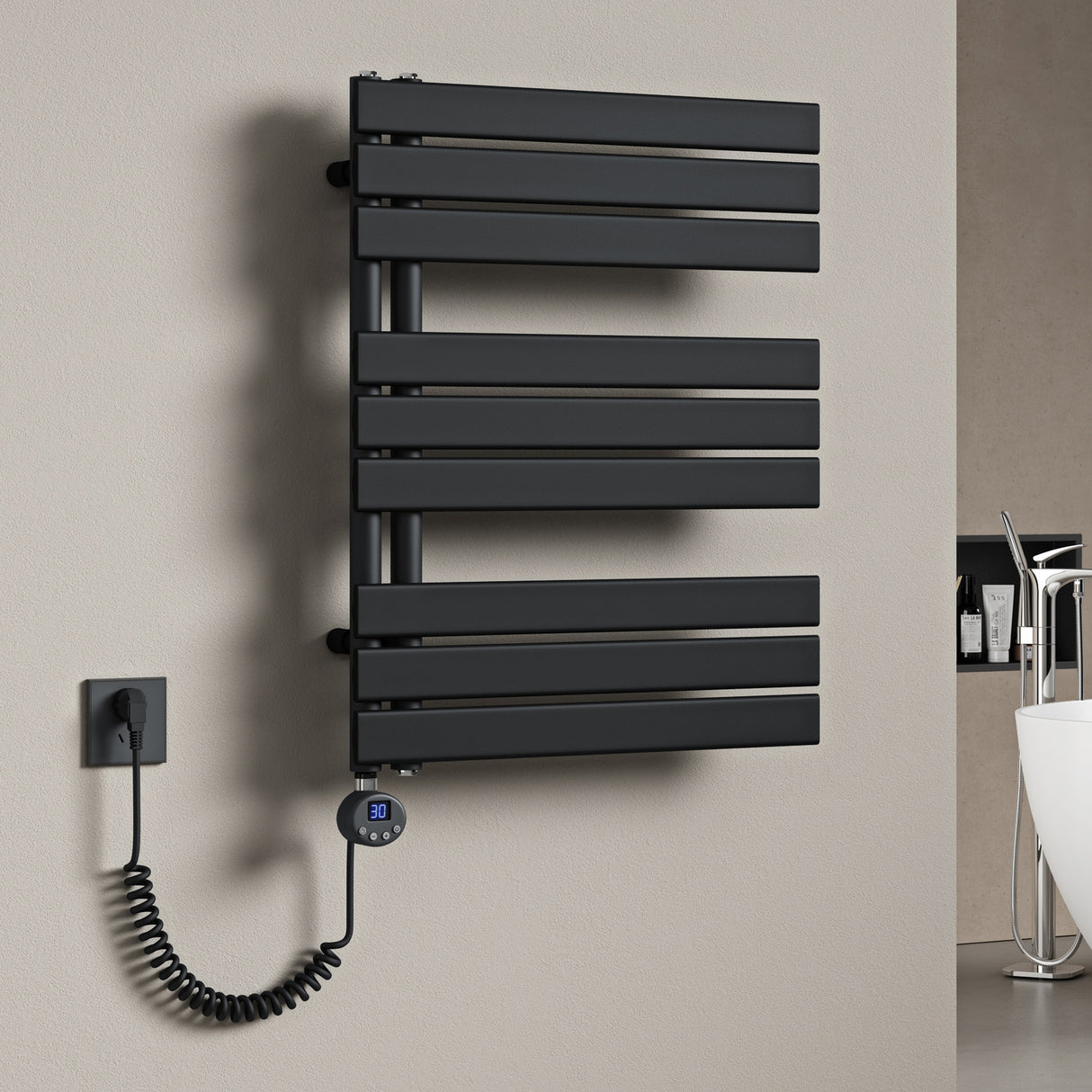 radiateur de salle de bain glasvilla branchement latéral électrique radiateur sèche-serviettes sèche-serviettes chauffage de salle de bain FN avec résistance 02