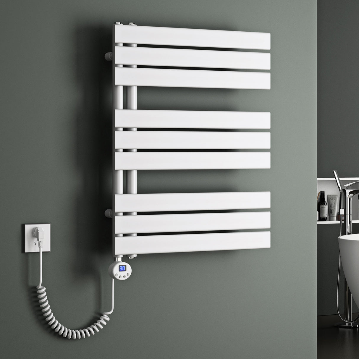 radiateur de salle de bain glasvilla branchement latéral électrique radiateur sèche-serviettes sèche-serviettes chauffage de salle de bain FN avec résistance 02