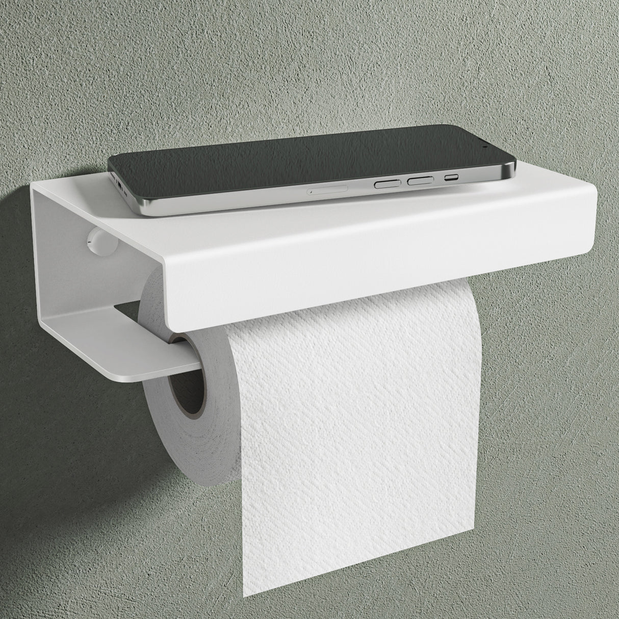 Porte-papier toilette Glasvilla avec étagère, support de papier toilette WC en alliage d'aluminium, dérouleur de papier toilette Lino-05