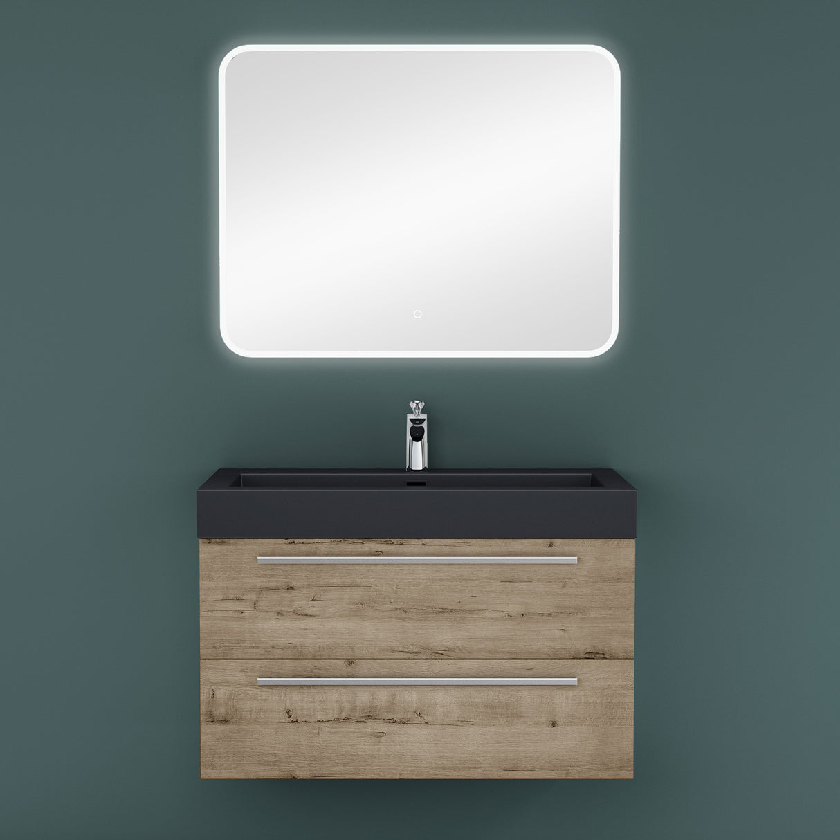 conjunto de muebles de baño glasvilla mueble de lavabo con mueble inferior incl. lavabo de mineral en antracita Quadratto