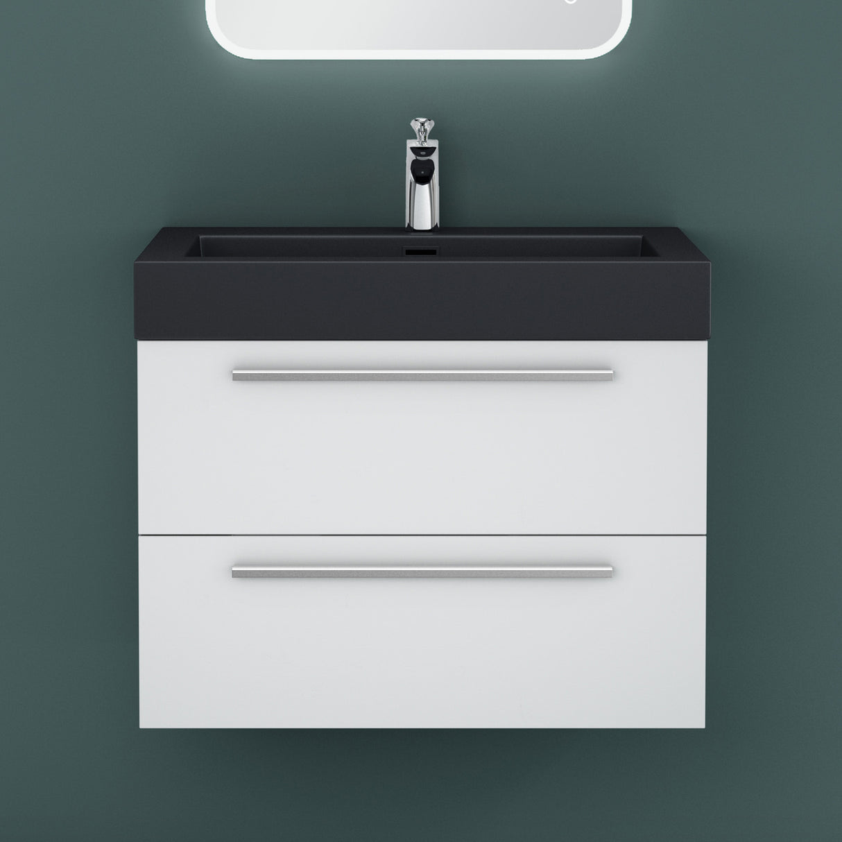 conjunto de muebles de baño glasvilla mueble de lavabo con mueble inferior incl. lavabo de mineral en antracita Quadratto