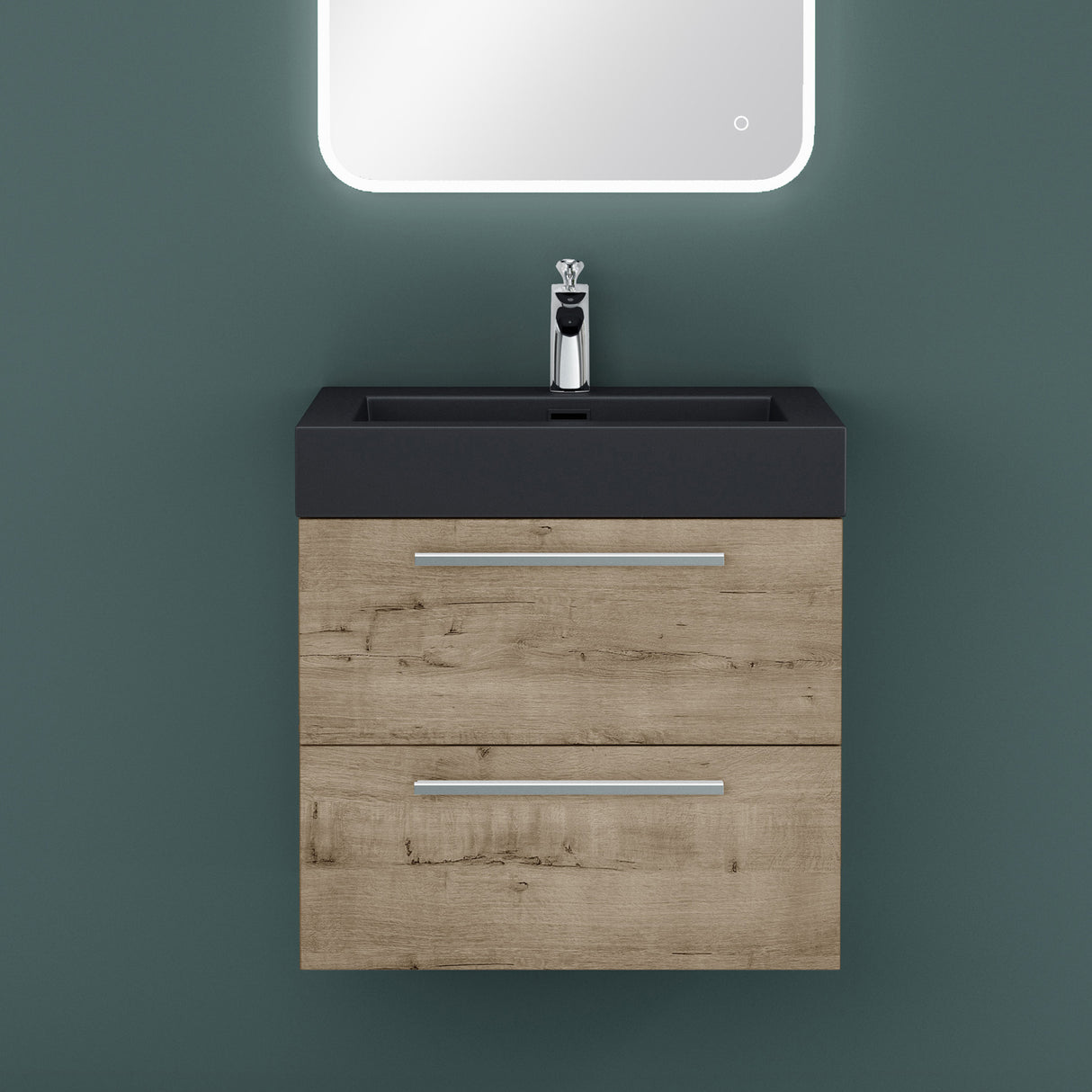 conjunto de muebles de baño glasvilla mueble de lavabo con mueble inferior incl. lavabo de mineral en antracita Quadratto