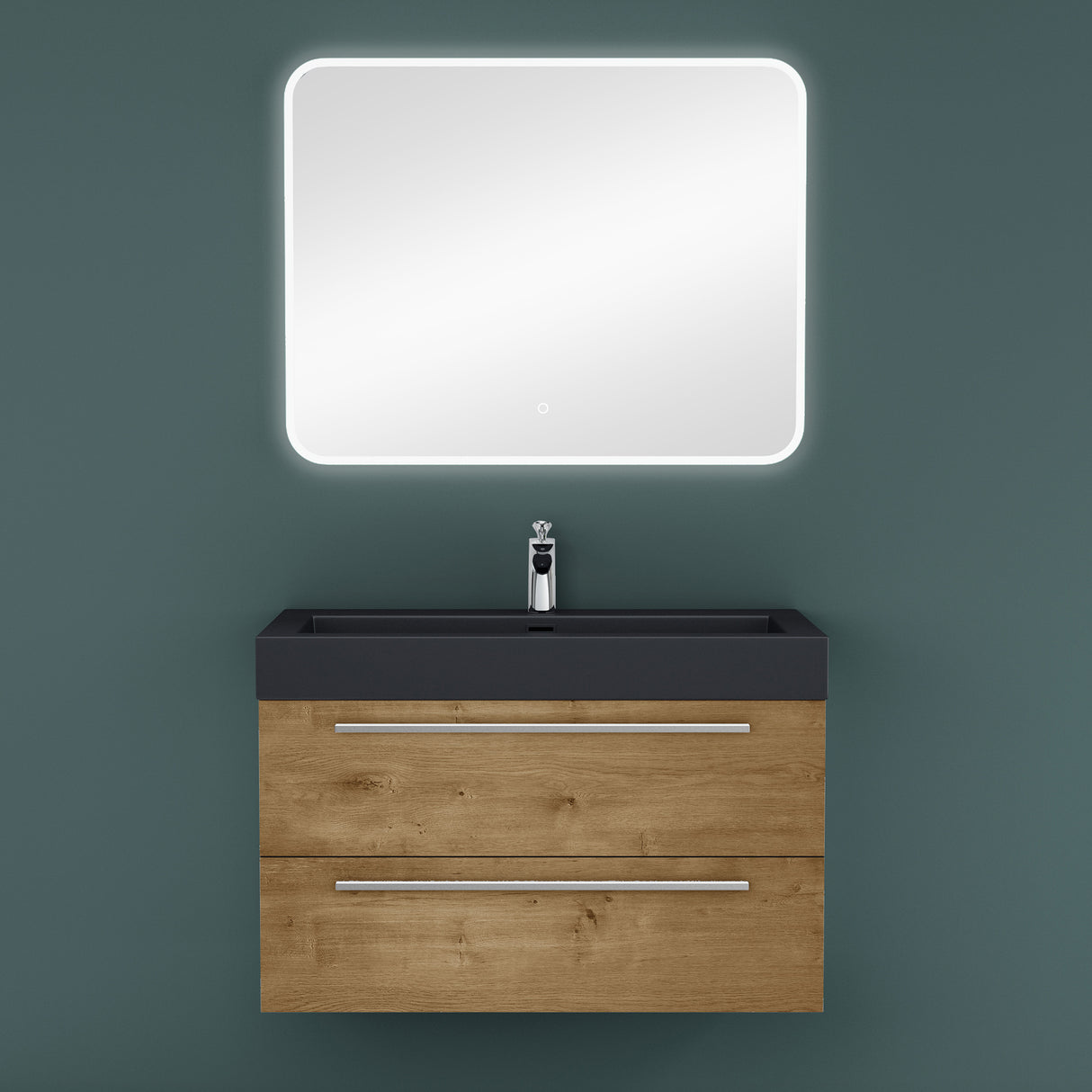 conjunto de muebles de baño glasvilla mueble de lavabo con mueble inferior incl. lavabo de mineral en antracita Quadratto