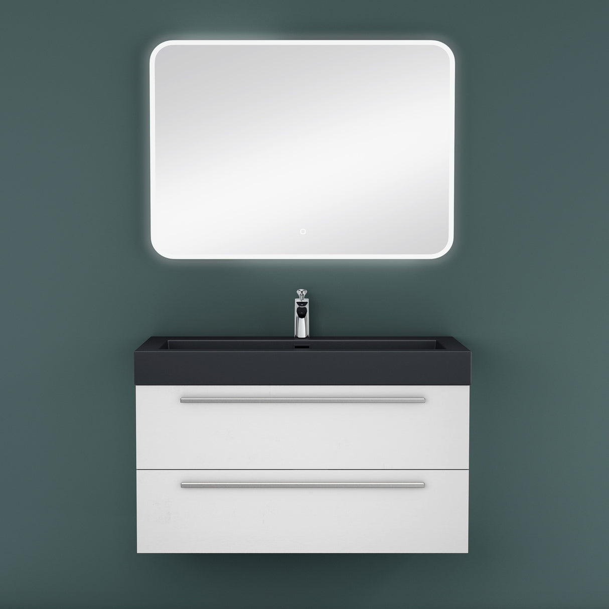 conjunto de muebles de baño glasvilla mueble de lavabo con mueble inferior incl. lavabo de mineral en antracita Quadratto