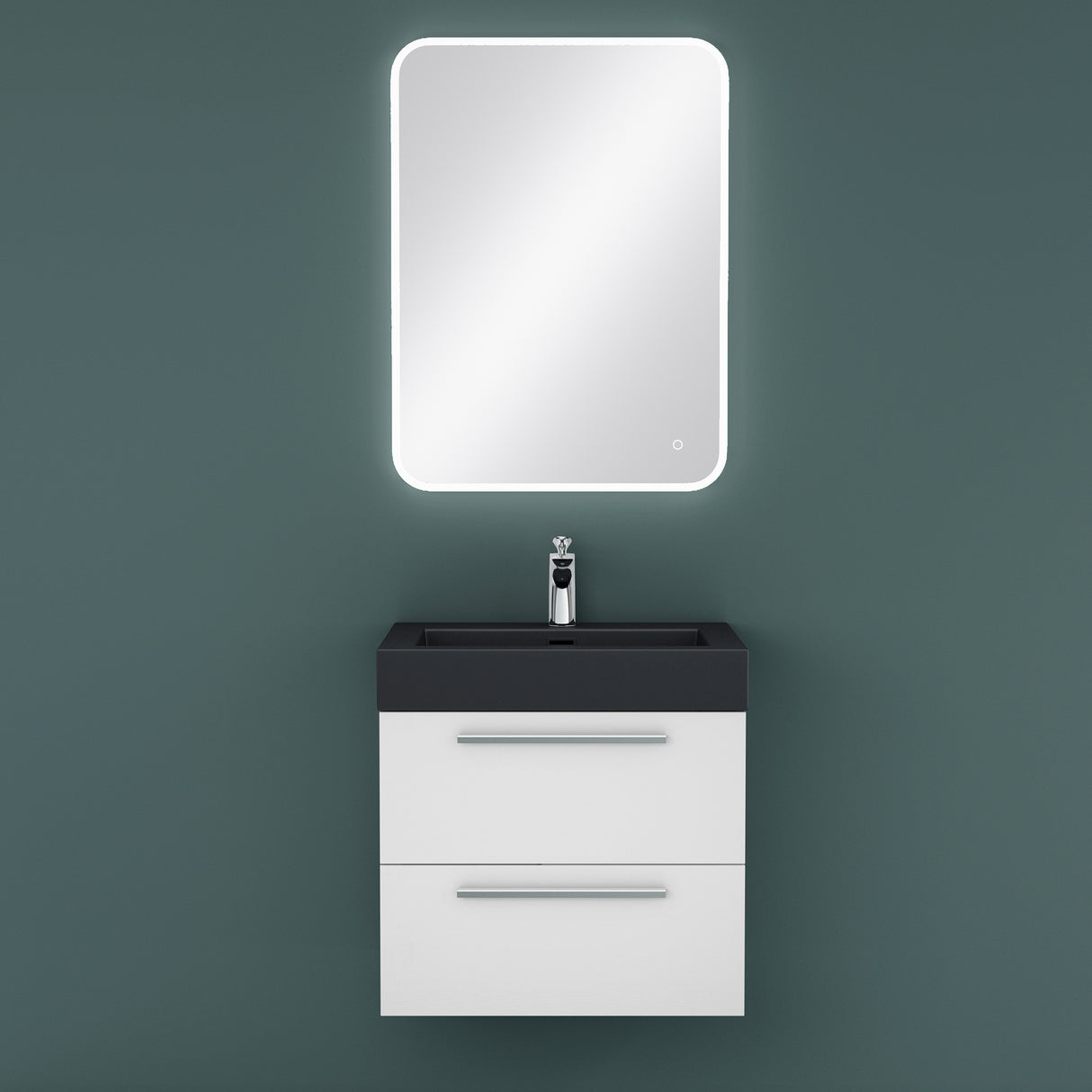 conjunto de muebles de baño glasvilla mueble de lavabo con mueble inferior incl. lavabo de mineral en antracita Quadratto