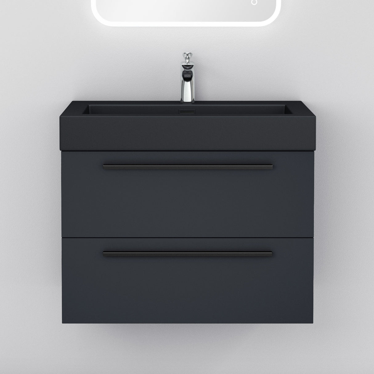 conjunto de muebles de baño glasvilla mueble de lavabo con mueble inferior incl. lavabo de mineral en antracita Quadratto