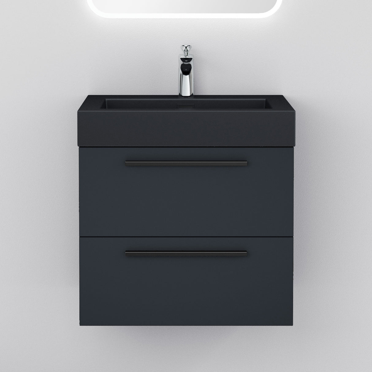 conjunto de muebles de baño glasvilla mueble de lavabo con mueble inferior incl. lavabo de mineral en antracita Quadratto