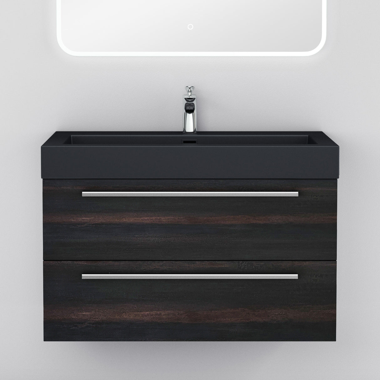 conjunto de muebles de baño glasvilla mueble de lavabo con mueble inferior incl. lavabo de mineral en antracita Quadratto