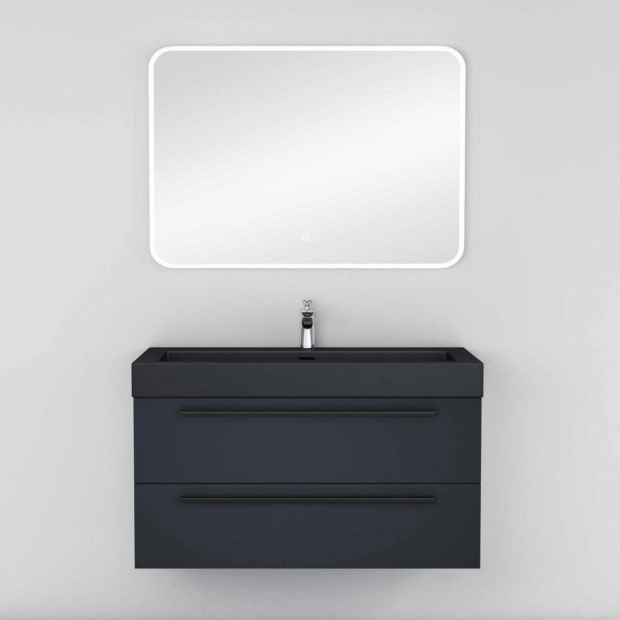 conjunto de muebles de baño glasvilla mueble de lavabo con mueble inferior incl. lavabo de mineral en antracita Quadratto