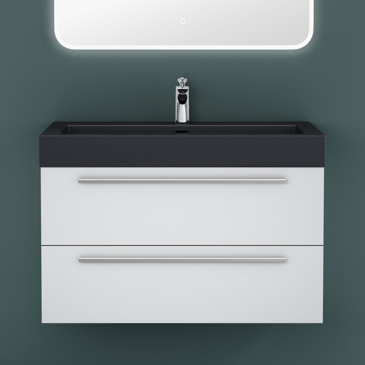 conjunto de muebles de baño glasvilla mueble de lavabo con mueble inferior incl. lavabo de mineral en antracita Quadratto