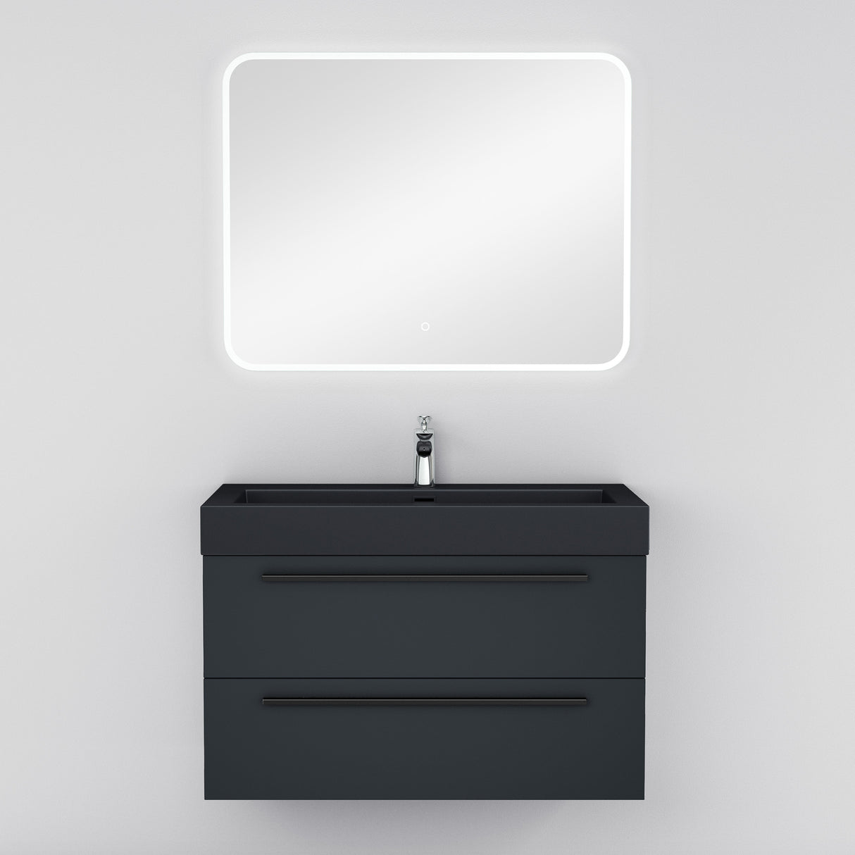 conjunto de muebles de baño glasvilla mueble de lavabo con mueble inferior incl. lavabo de mineral en antracita Quadratto