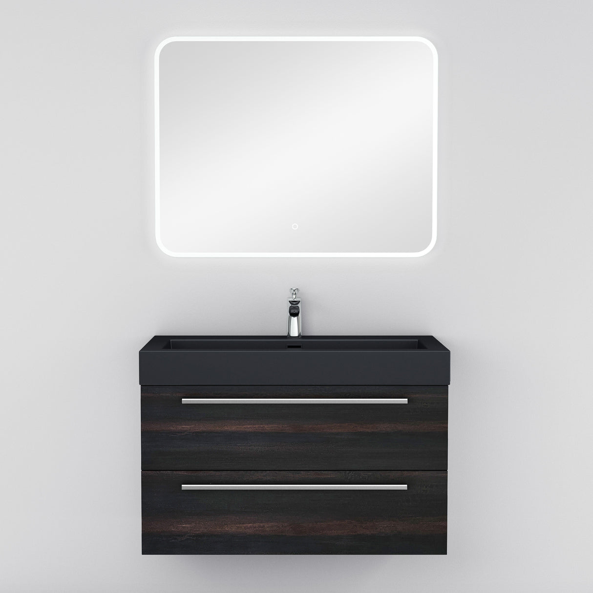 conjunto de muebles de baño glasvilla mueble de lavabo con mueble inferior incl. lavabo de mineral en antracita Quadratto